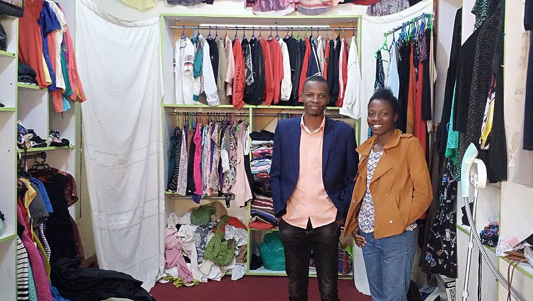 Paul Kataswa and his partner in the shop